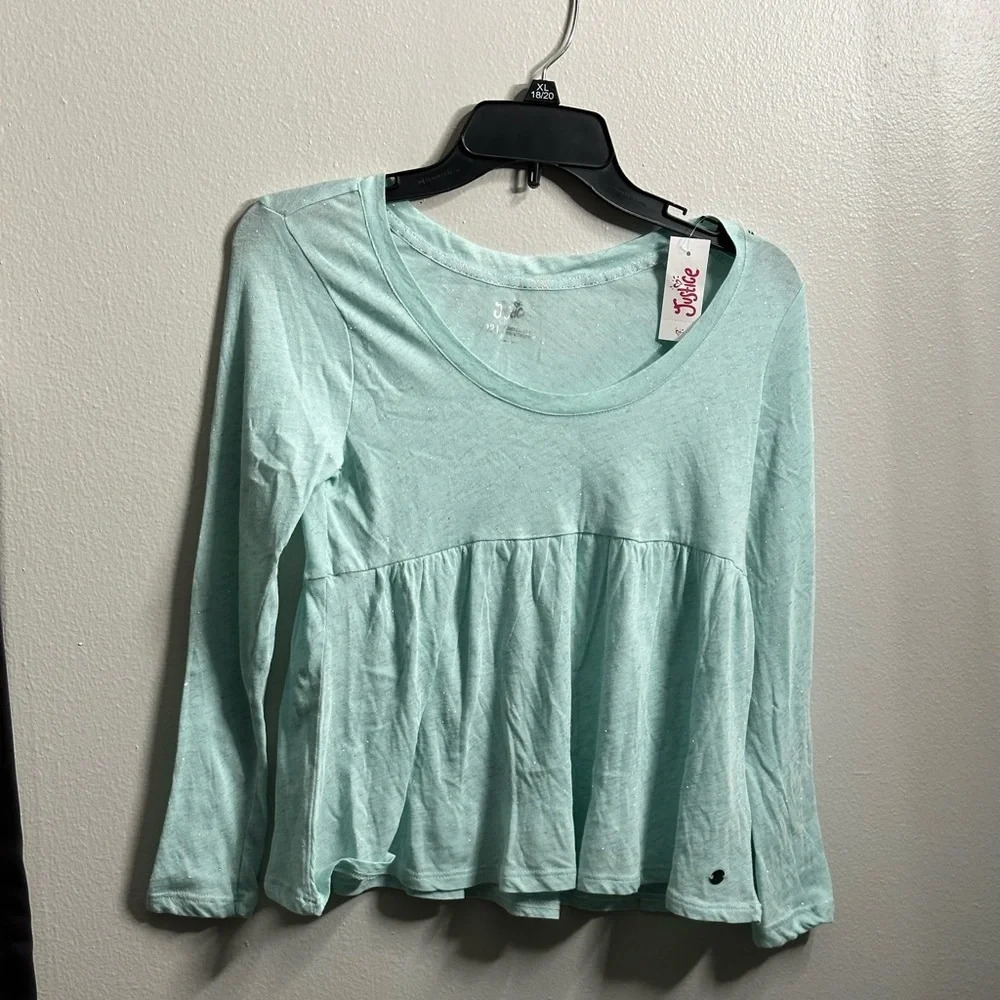 Justice Kids Girls Blue Long Sleeve‎ Blouse Size 12.